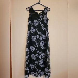 Floral Black and White Dress